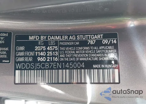 2014 Mercedes-Benz Cla 4Matic z USA, uszkodzony, nr VIN WDDSJ5CB7EN145004